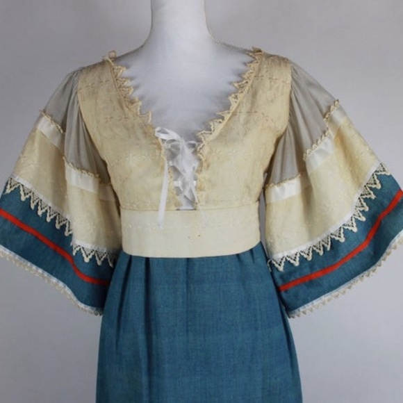 Vintage Boho Maxi Dress, Prairie Dress, Hippie - Picture 9 of 10